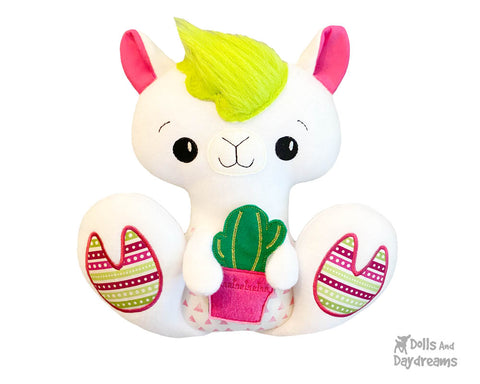 New In the Hoop BFF Llama plush toy ITH machine embroidery pattern by Dolls And Daydreams