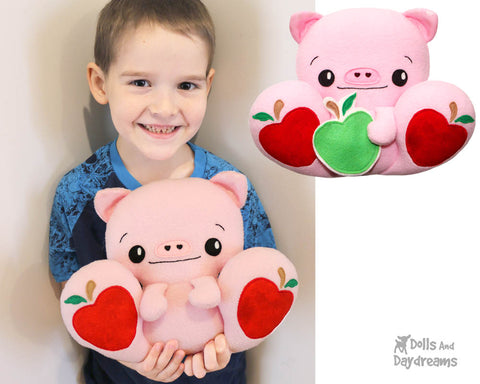 piggy PDF Big foot BFF plush Pig Sewing Pattern DIY by dolls and daydreams