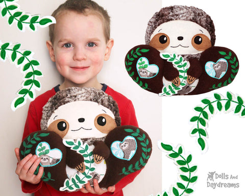 New Big Footed BFF Sloth PDF Sewing pattern DIY plush soft toy by Dolls And Daydreams