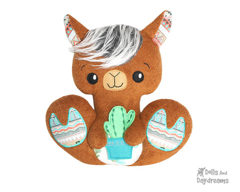 New Big Footed BFF Llama PDF Sewing pattern DIY plush Alpaca soft toy by Dolls And Daydreams