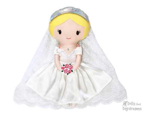 Bride PDF Sewing Pattern by Dolls And Daydreams bridal shower wedding DIY customizable cloth doll