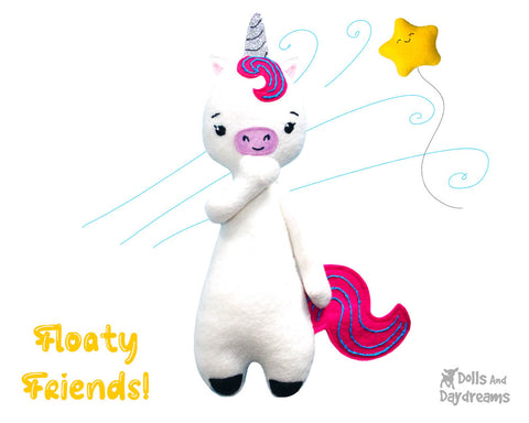 Floaty Friends Unicorn PDF Plush Toy Sewing pattern by dolls and daydreams