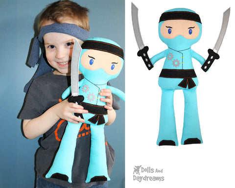 Ninja Cloth Doll ITH Pattern machine embroidery In the hoop karate Kid diy martial arts toy by dolls and daydreams