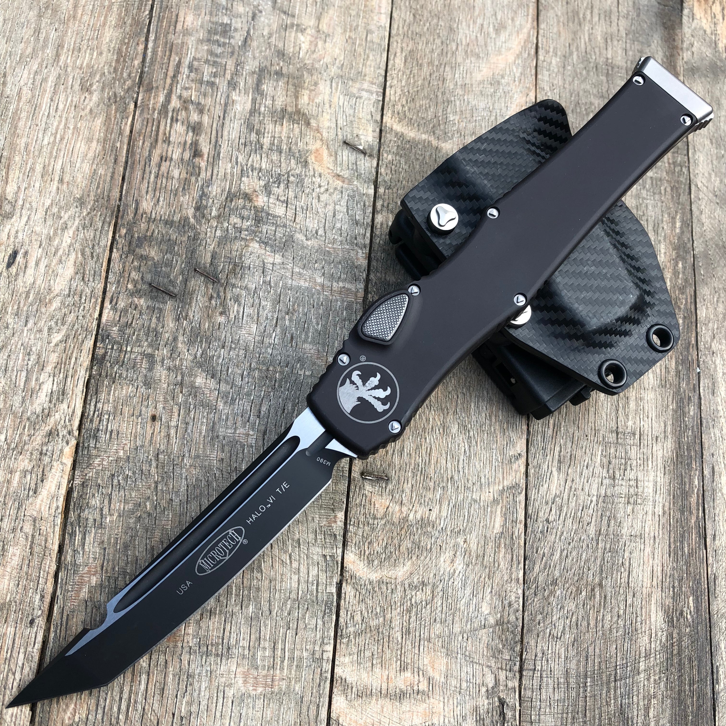 Microtech Halo VI Tanto OTF Automatic (4.4" Black) 250-1 Non-Safety