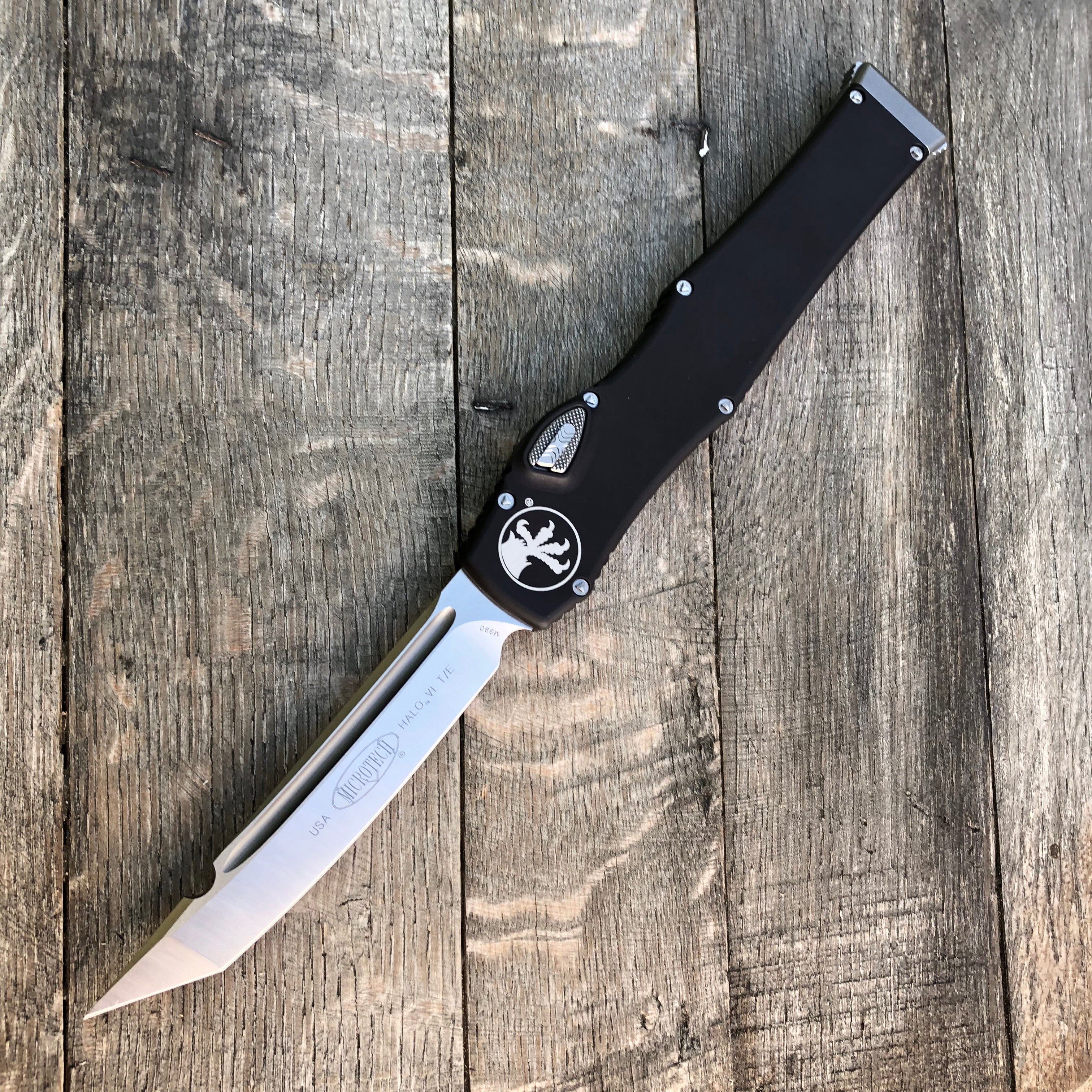 Microtech Halo VI T/E OTF Automatic Tanto (4.4" Satin) 250-4