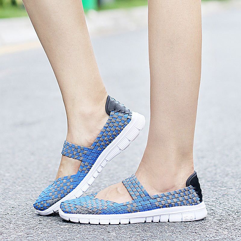 Zilool Breathable Elastic Band Woven Light Flat Shoes