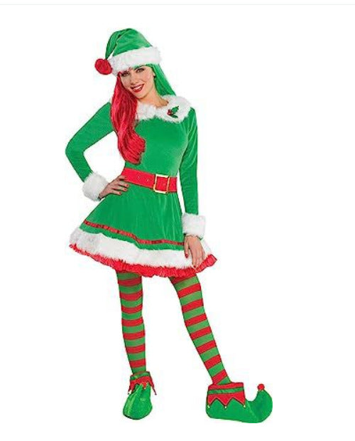 Christmas Buddy The Elf Costume & Jovie Elf Costume Santa Suit Outfit Full Set