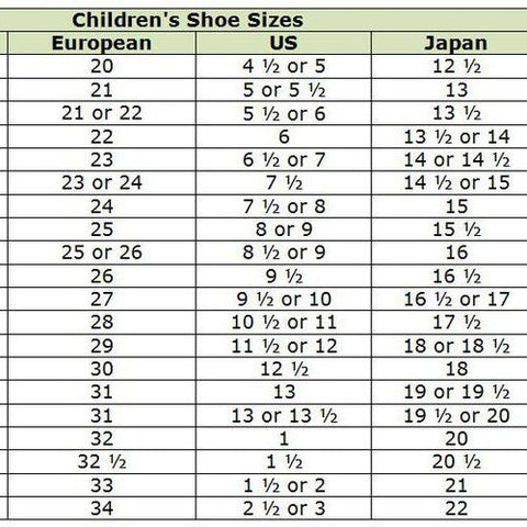 Kids Shoe Sizes - Charts & How to Fit