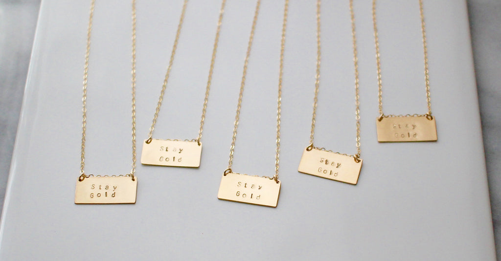 Large gold bar necklaces