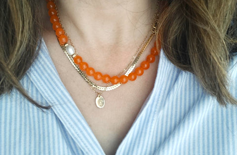 Orange jade necklace