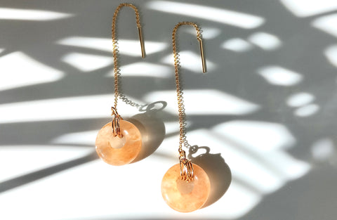 Orange aventurine ear threaders