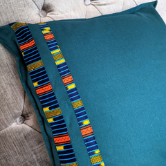 Teal Kente Cushion