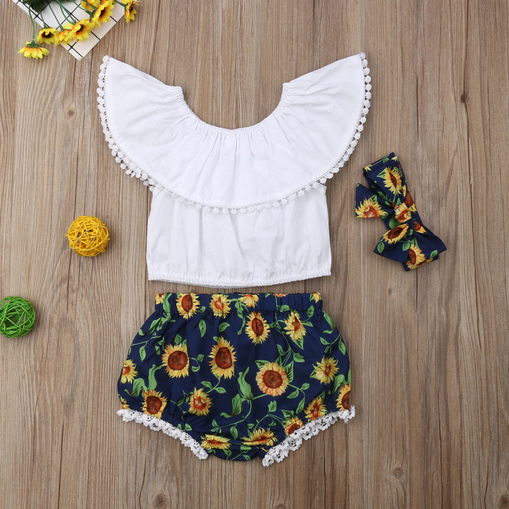 Ropa de niña Recién nacido Verano Tops con volantes Pantalones cortos –  LittleLu Hn