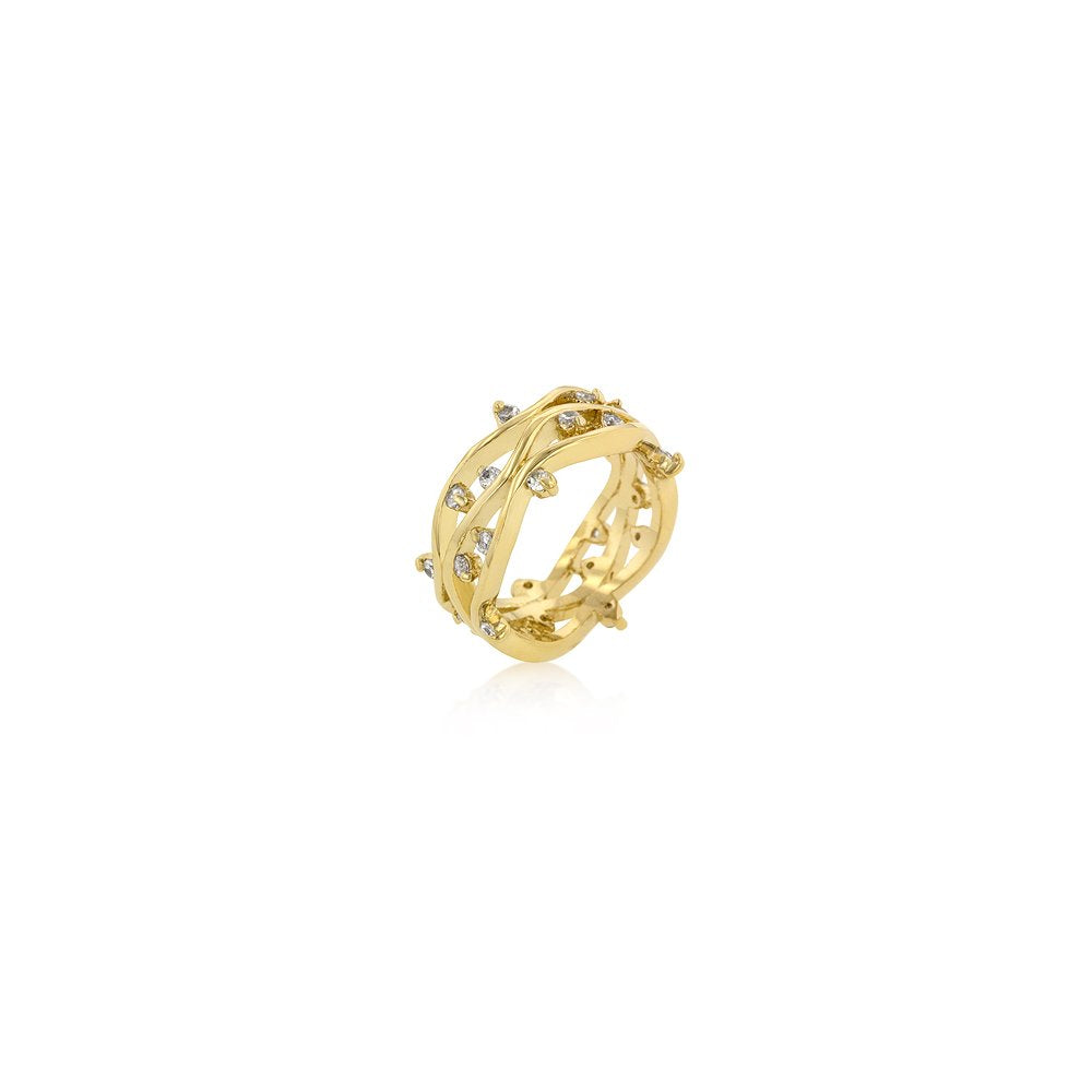 Golden Cubic Zirconia Vines Ring