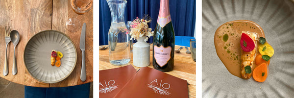 Hattingley Valley English Rosé food and wine pairing spring recipe inspiration, restaurant AO by Daniel Rogan spring menu