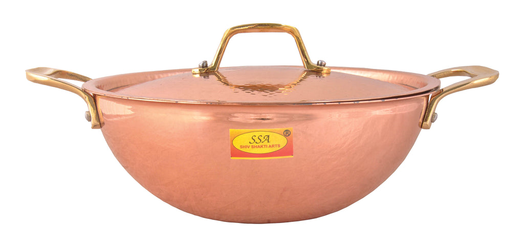 Brass Classic KADHAI with Brass Handle and Inner Kalai Tin Plated