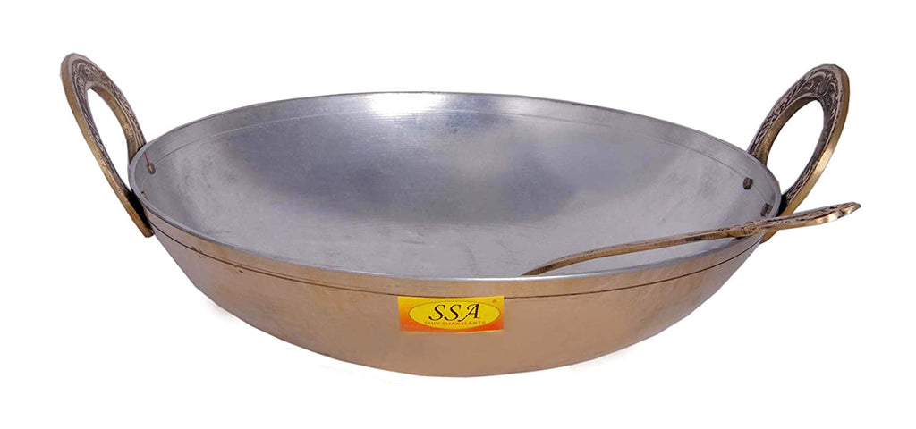 Pure Brass Kadhai Nickle Plated Design Cooking & Serving 1500 ML