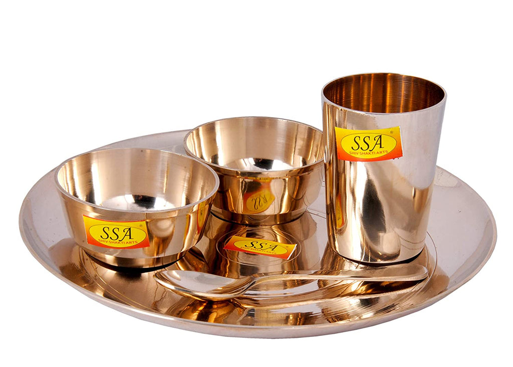 100% Pure Brass Dinner Set 52 Piece Set Hammered Design l Jumbo Brass –  SHIV SHAKTI ARTS