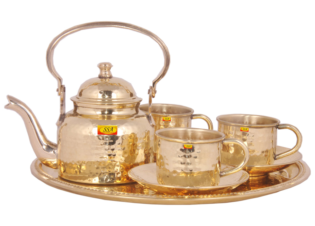 Pure Brass Luxury Hammer Design - Tea Cup & Saucer Set - 200 ML