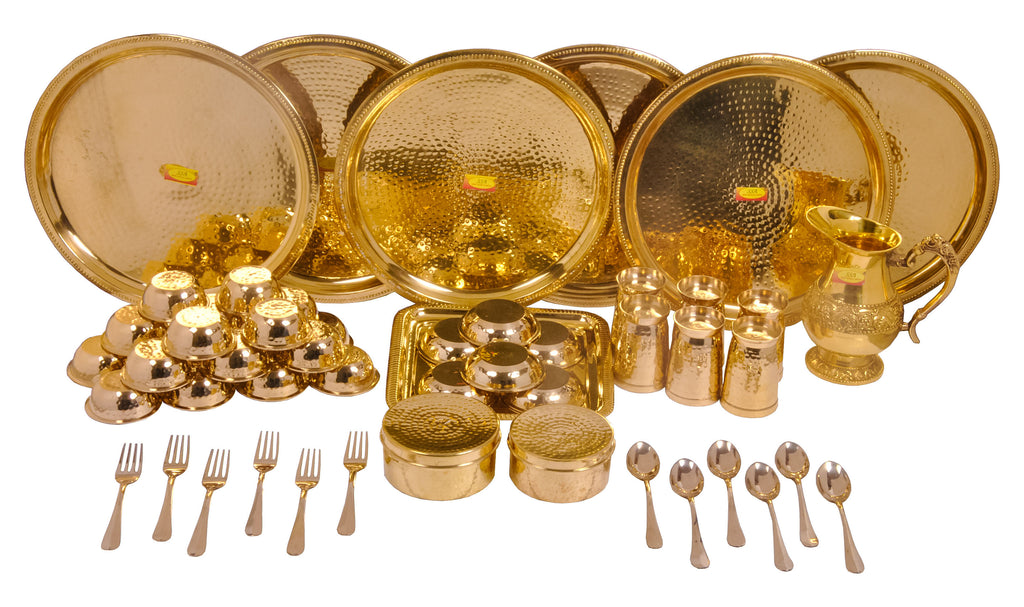 Brass Engraved Dinner Set - 28 Pieces Full Family Complete - Designer –  SHIV SHAKTI ARTS