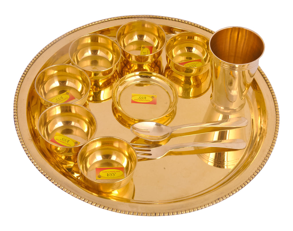 Brass Tone Metal 6 Piece Indian Dinnerware Server Set with Thali Plate –  MyGift