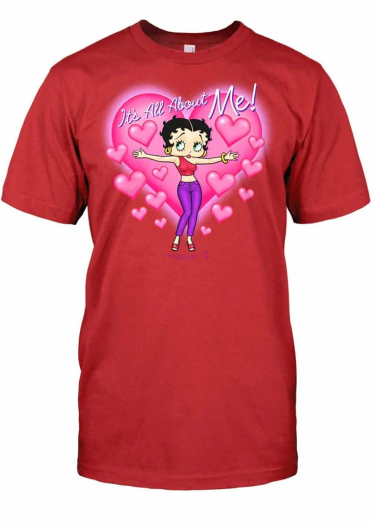 NJ Croce Betty Boop It's All About Me Short Sleeve Red Tee Shirt - Shop The Docks