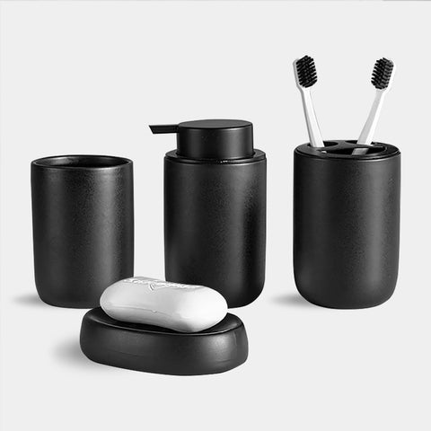 New Virtune Premium Matte Black 100% Solid Resin Black Bathroom Accessories  Set