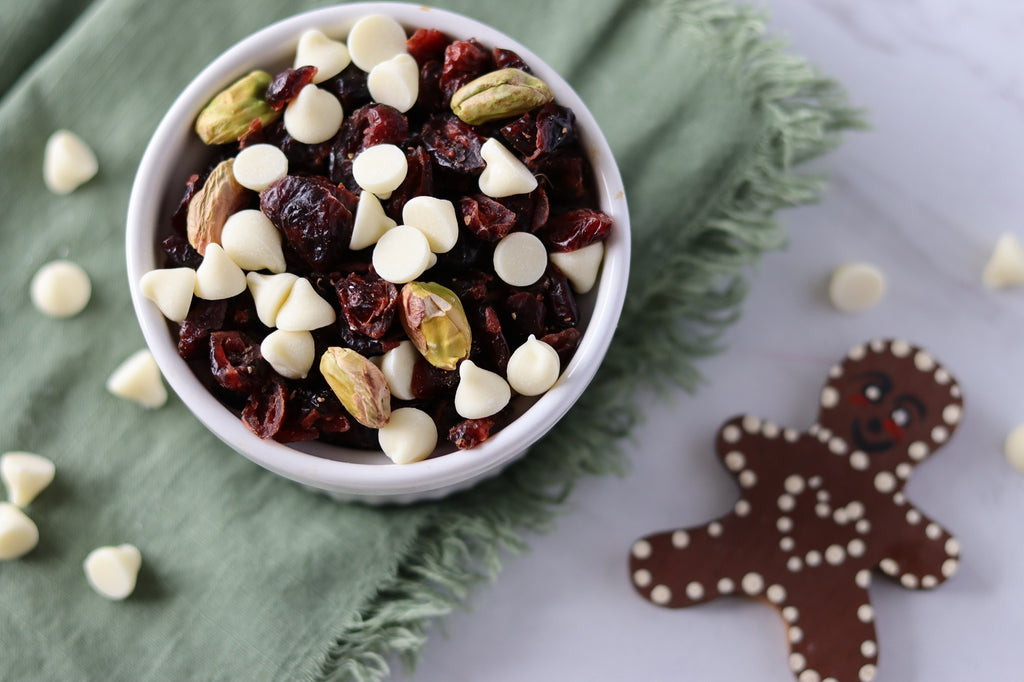Craisins and Pistachios, holiday colors for granola