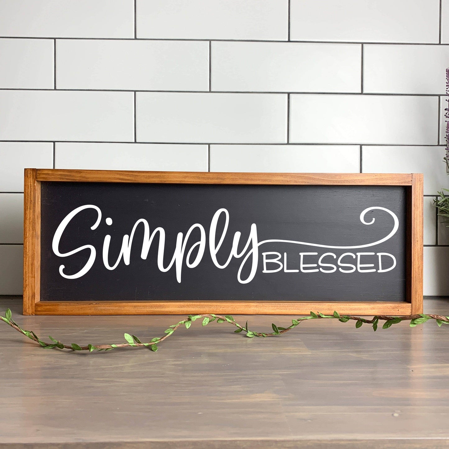 Simply Blessed - Framed Farmhouse Wood sign