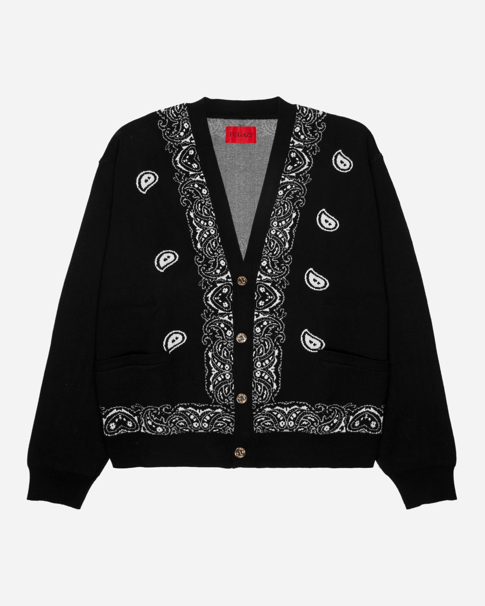 Paisley Knit Cardigan Black – FUGAZI®