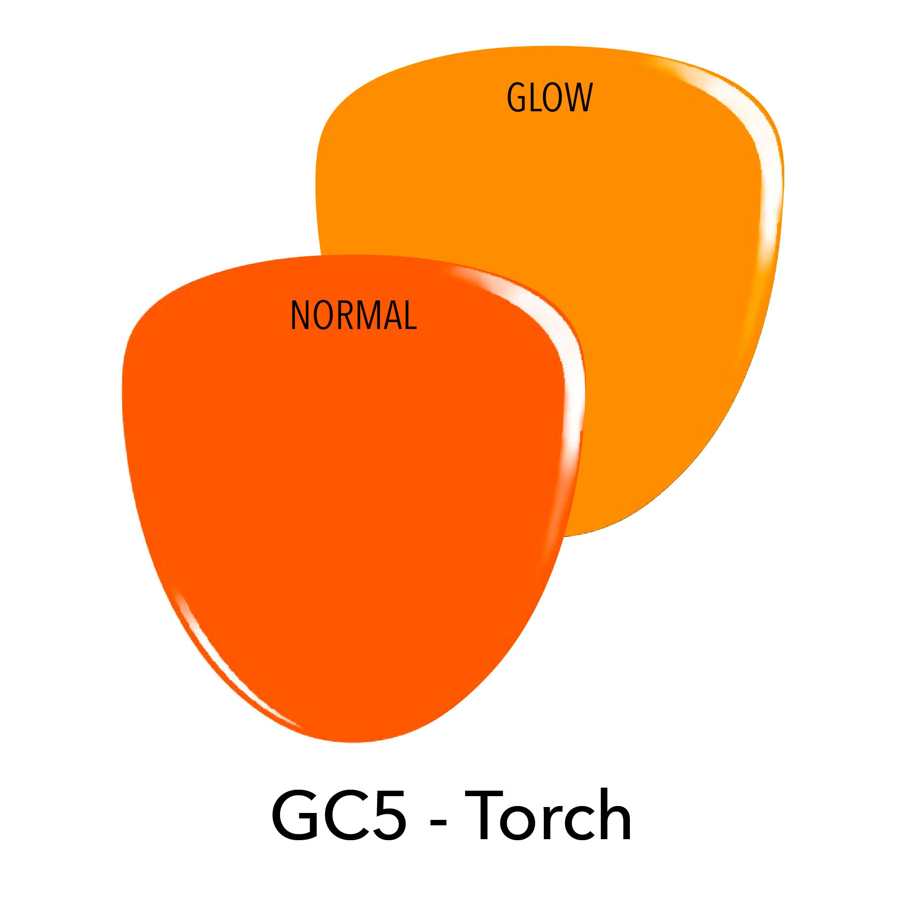 Swatch photo of GC5 Torch, Glow in the Dark Dip Powder. Revel Nail