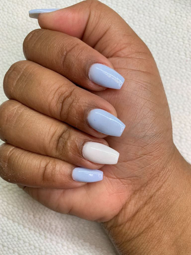 light blue dip nails