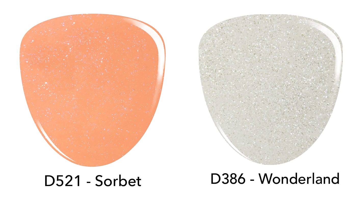 Orange dip powder, D521 Sorbet. White dip powder D386 Wonderland