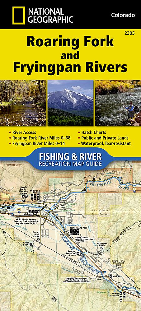 2305 :: Roaring Fork and Fryingpan Rivers Map Fishing Map Guide EVMAPLINK 