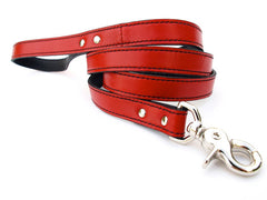 red luxury leather dog leash