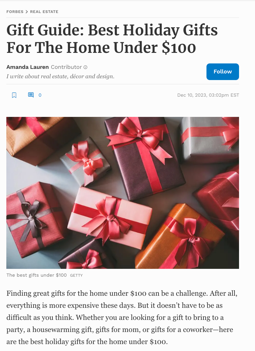 Forbes Gift Guide: Best Holiday Gifts For The Home Under $100