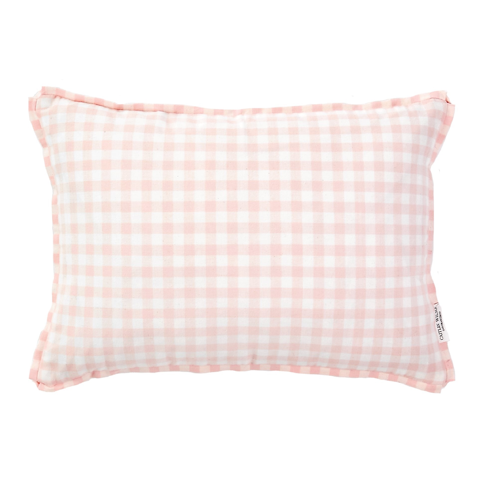 Blush Gingham Pillow with French Welt