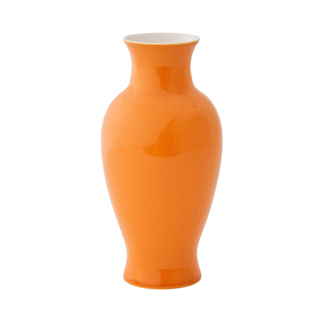 Medium Glossed Floral Vase in Orange