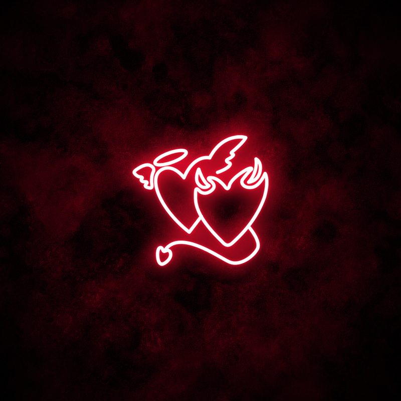 angel devil heart neon sign