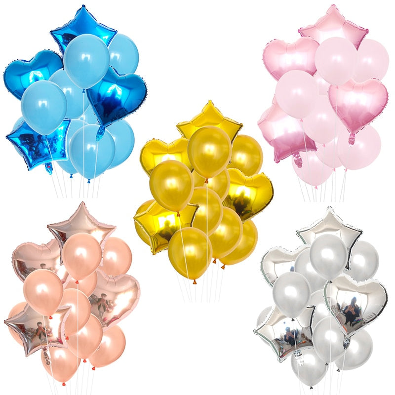 Bouquet of Party Foil Balloons - Mixed Colors - Birthday Wedding New Year Baby Shower - 14 Pieces - 12 Inches - Original Balloons product image