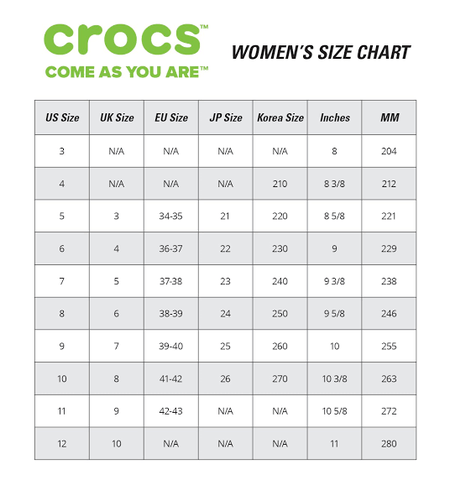 Crocs Shoe Size Chart: Adult Kids Sizing Crocs, 57% OFF