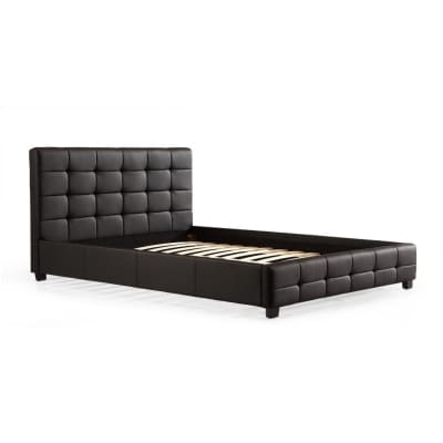 Double PU Leather Deluxe Bed Frame Black - Furniture > 
