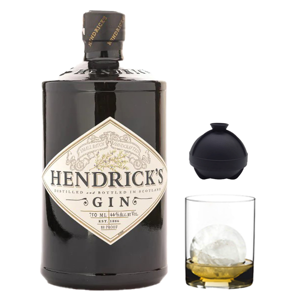 Hendrick's Gin, Tumbler, Sphere Ice Ball Mold  Bundle