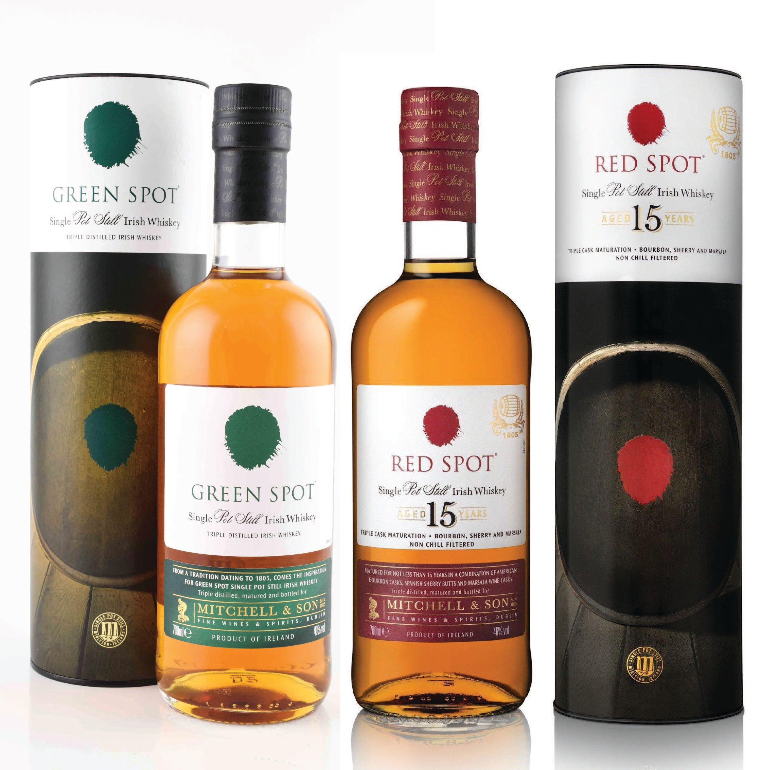 1 Red Spot 1 Green Spot Irish Whiskey Bundle - 750ml