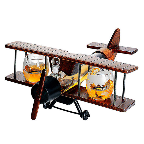 Whiskey Decanter Airplane Set and Glasses