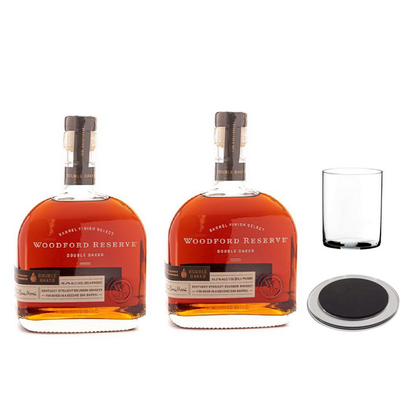 2 Woodford Reserve Double Oaked Bourbon, 1 whiskey glass, 1 coaster Bundle