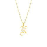 Ari&Lia Single & Trendy 18K Gold Over Silver Gothic Initial Necklace