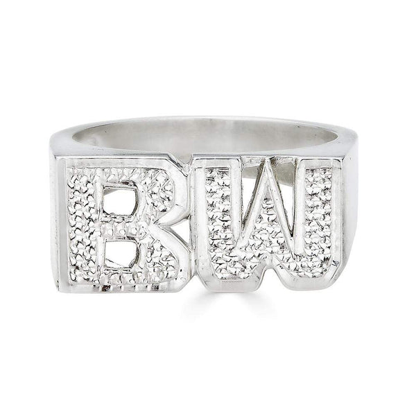 Sterling Silver Block Letter Monogram Ring