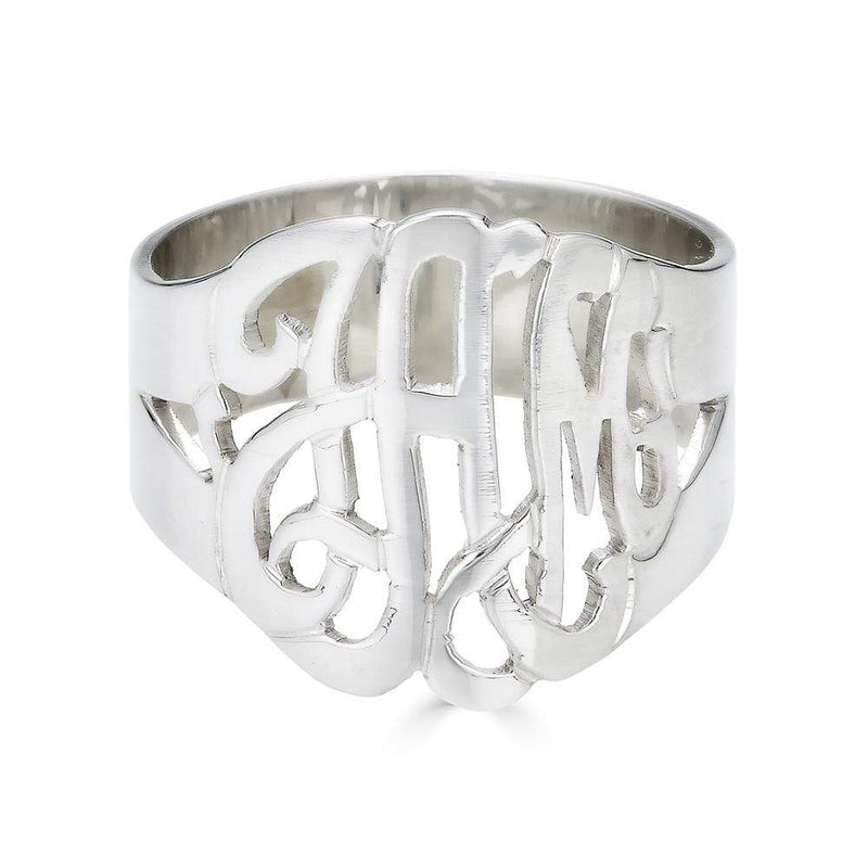 10K White Gold Script Monogram Signet Ring - Custom Made with Three  Initials - Size 5 - (C34-909) - Roy Rose Jewelry