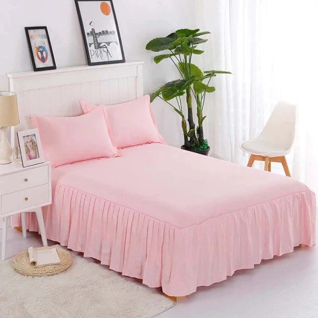 Baby Pink Frill Bedsheet with 2 Sham pillow covers – DecorStudio